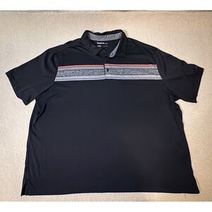 Reebok Golf Polo Shirt Mens 4XL Black Pink Gray Stripe Preppy Dad Sports